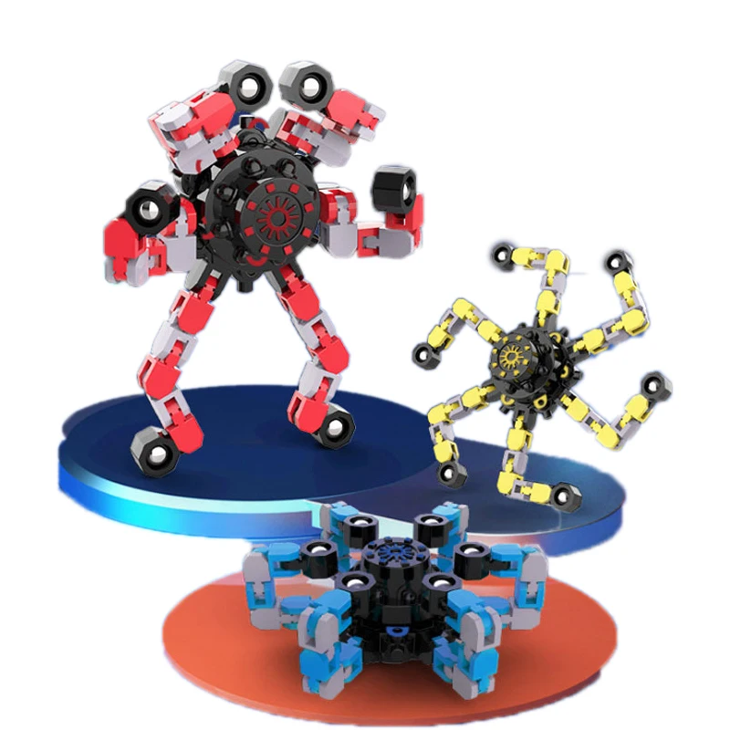 

3D Fidget Spinners Toys Finger Hand Spinning Top Focus Toy with Transformable Chain Fingertip Gyro Stress Relief for Kids Adults