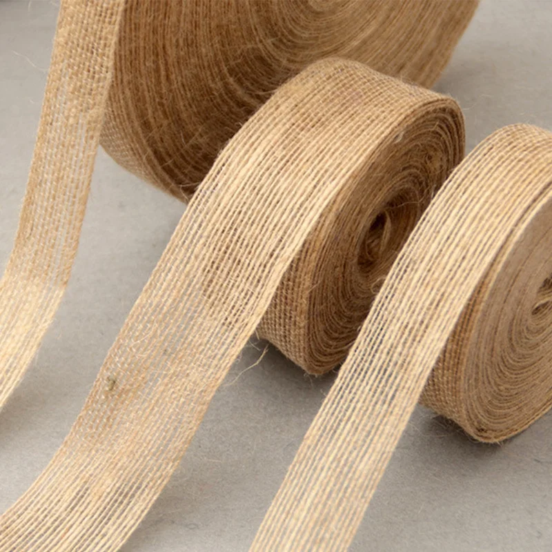 

5M/Roll Wholesale Jute Ribbon Burlap Fabric Gift Bows Hemp DIY Christmas Jute Ribbons Crafts Sewing Clothing Wedding Decoration