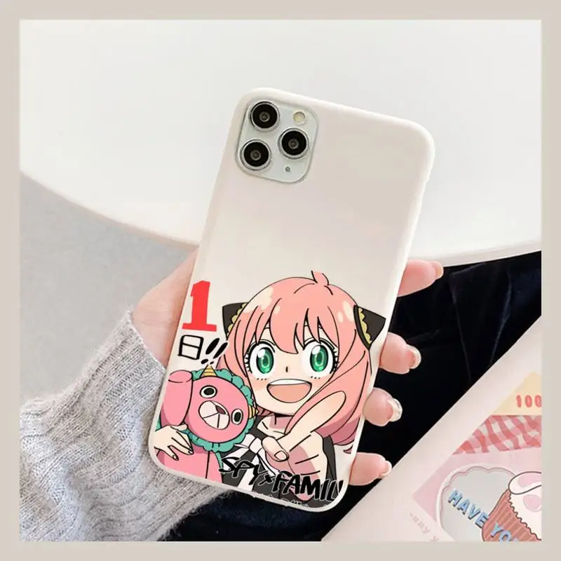 

Spy X Family Anya Phone Case for iPhone 11 12 13 Mini Pro Xs Max 8 7 6 6S Plus X XR Solid Candy Color Case