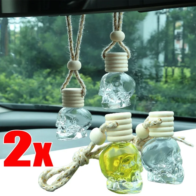 

Car Air Freshener Diffuser Perfume Aromatherapy Essential Oil Bottle Car Pendant Perfume Skull Empty Bottle Aromatherapy Bottle