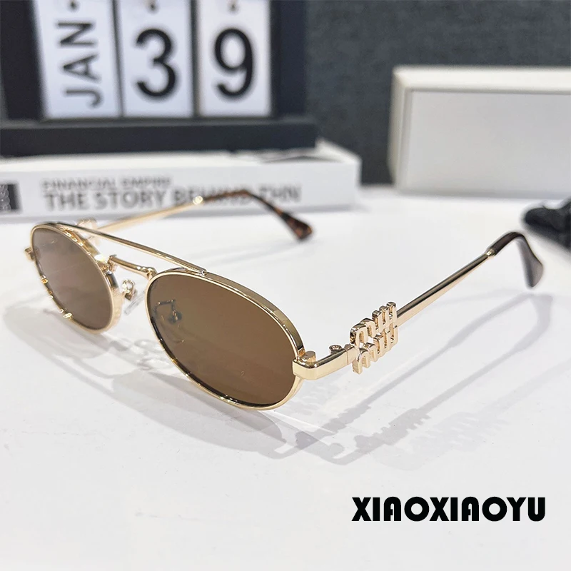 Горячие девушки трендовые овальные солнцезащитные очки женские легкие