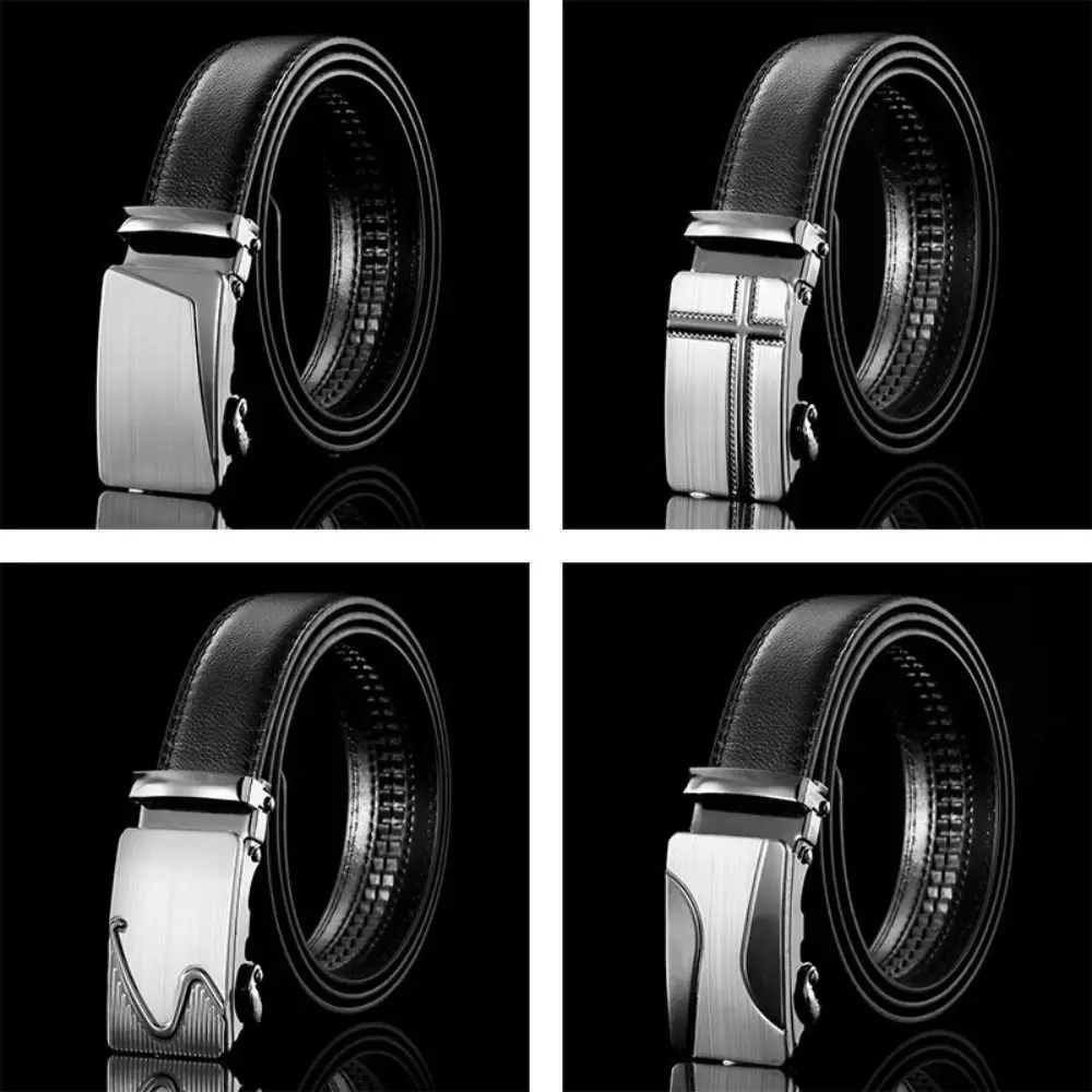 Men Adjustable Luxury Famous Designer Casual Leather Belt Automatic Buckle Waistband Ratchet Belts Pants Bands