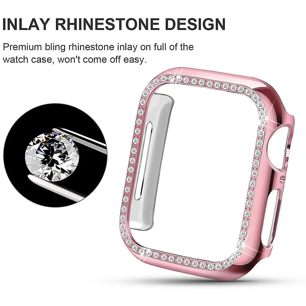 

Delicate Design Practical Protective Cover with Rhinestone Plated Watch Bumper Easy Install Use for Apple Watch 5 4 3 40mm
