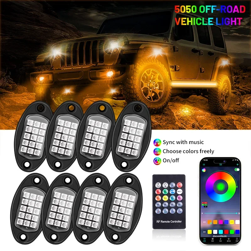 Фото Светодиодные рок-фонари RGB 4/6/8/10/12 в 1, освещение шасси автомобиля для Jeep, внедорожного грузовика, лодки, синхронизации музыки, Bluetooth, управление через приложение Undergolw №1