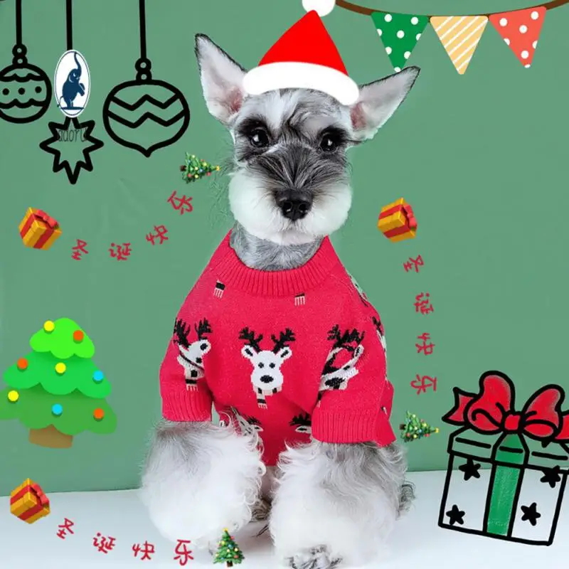

Chrismas Dog Clothes For Small Medium Dogs Knitted Cat Sweater Pet Clothing For Chihuahua Bulldogs Puppy Winter Warm Sweater