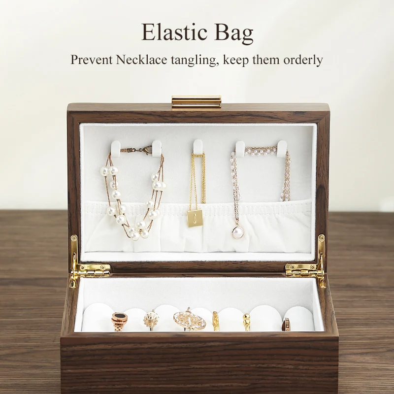 Flip Cover Wooden Jewelry Storage Box Women Jewellery Display Organizer Boxes for Bracelet Necklace Earring Jewelry Storage Case