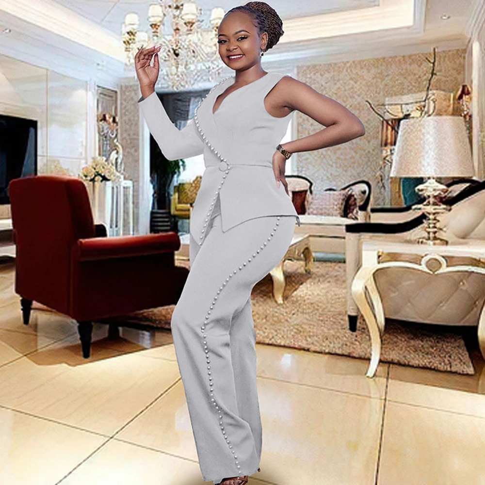 

2 Piece Set Autumn One Shoulder Tops And Long Pants Suits Women Long Sleeve Irregular Pants Casual Summer Outfits 2023 New INS