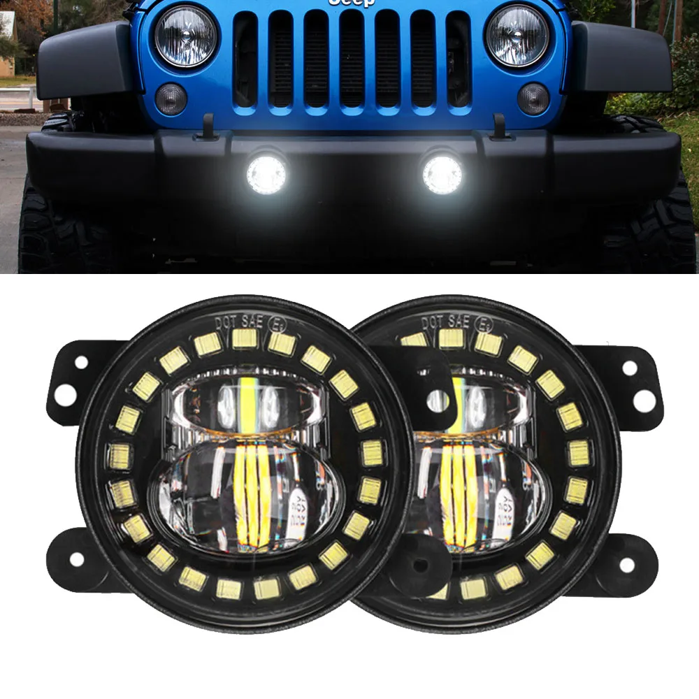 

4" inch LED Fog Lights With Hole DRL For Jeep Wrangler JK LJ TJ Dodge Chrysler Journey Magnum Front Bumper LED Driving Lights
