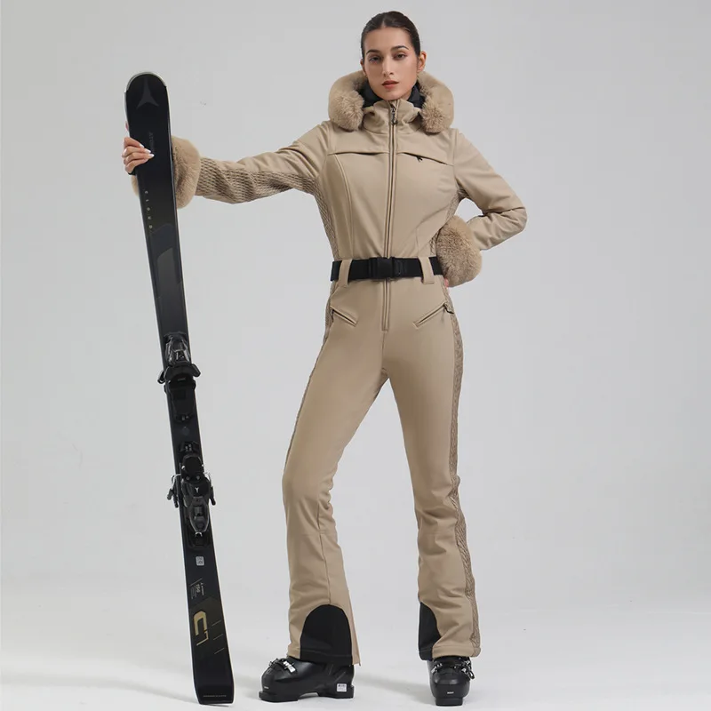 Комбинезон для женщин лыжный костюм ветрозащитный водонепроницаемый дышащий с