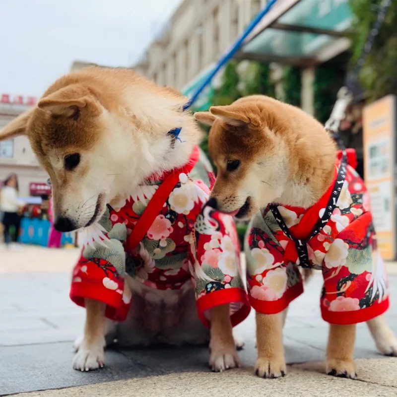 

Cat Dog Pet Japanese Style Clothes Cranes Autumn Winter Corgi Teddy Shiba Inu Small Large Pet Dog Clothes Costume Supplies