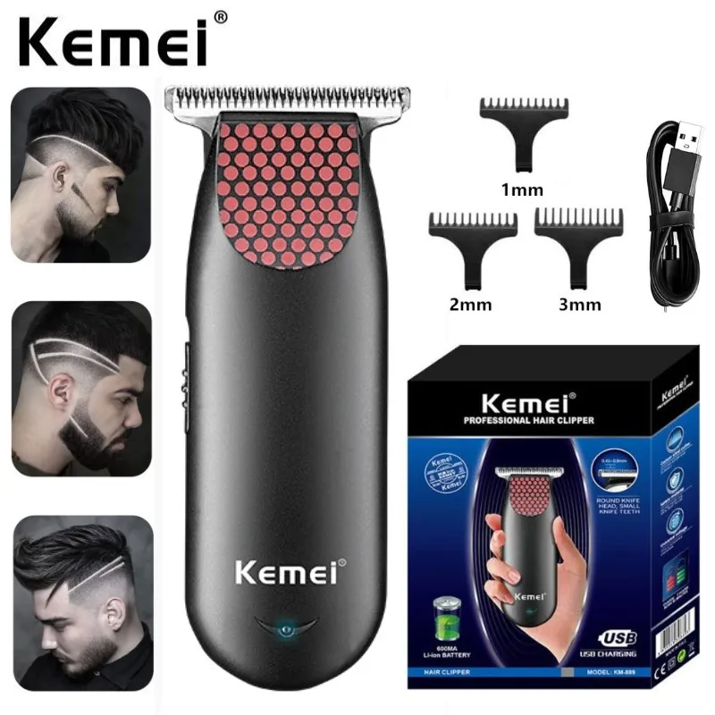 Kemei 889 tagliacapelli professionale a batteria tascabile compatto Mini tagliacapelli elettrico per barba piccolo Kit per toelettatura portatile per uomo