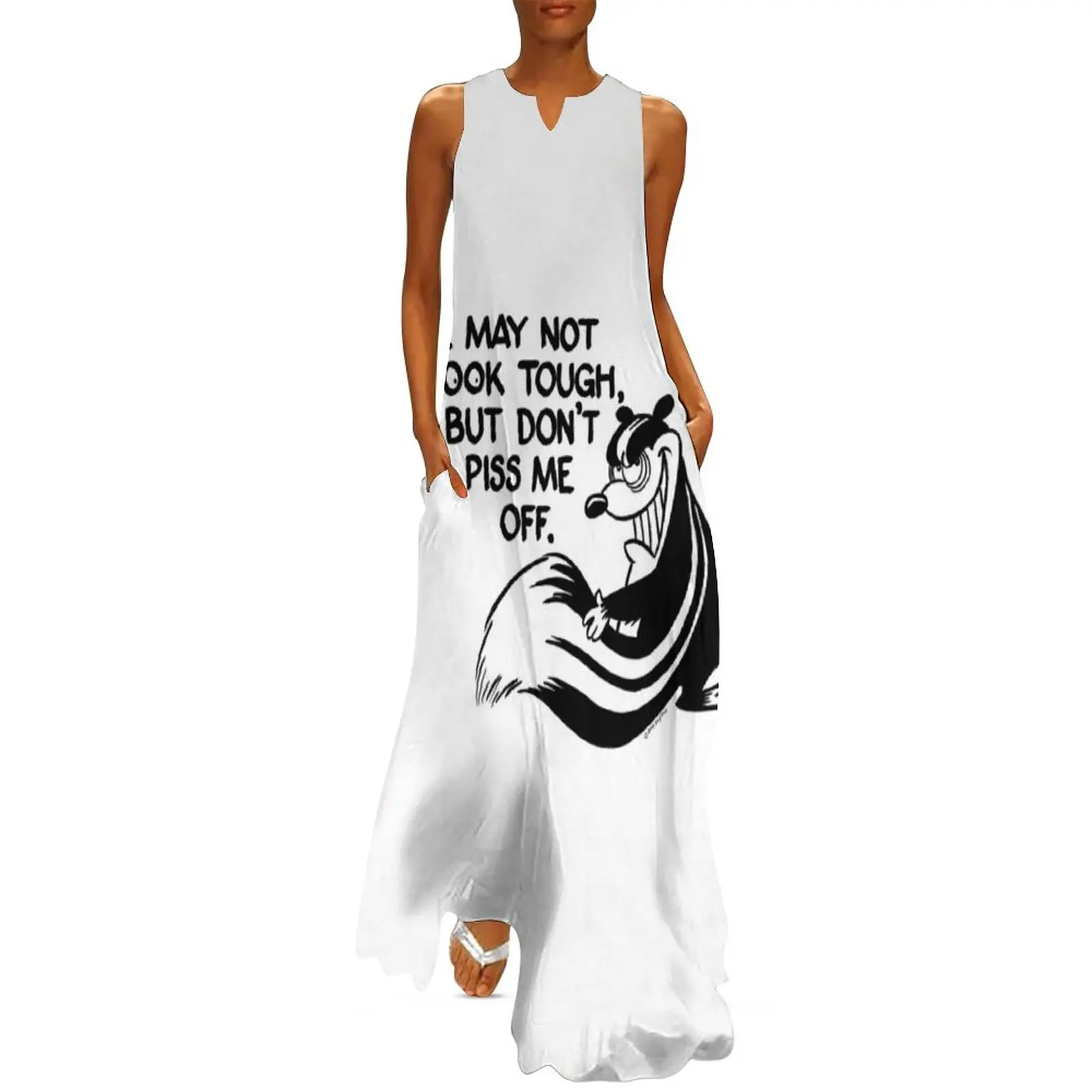 Daryl B. Enos Fundraiser - May Not Look Tough Don't Piss Me Off Skunk Long Dress женская одежда длинное платье