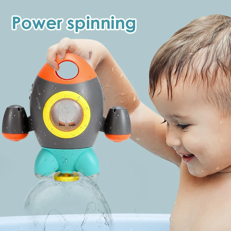 

18CM Children's Bath Toy Rocket Fountain Rotating Sprinkler Playing With Water Spray Shampoo Toddlers Shower Game