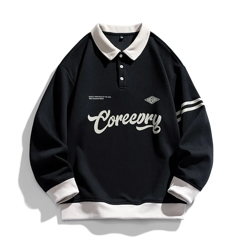 

SALSPOR Men's Sweater Vintage Lapel Pullover Couple's Top Printed Casual Pullover Single Breasted Loose Top Autumn New Style