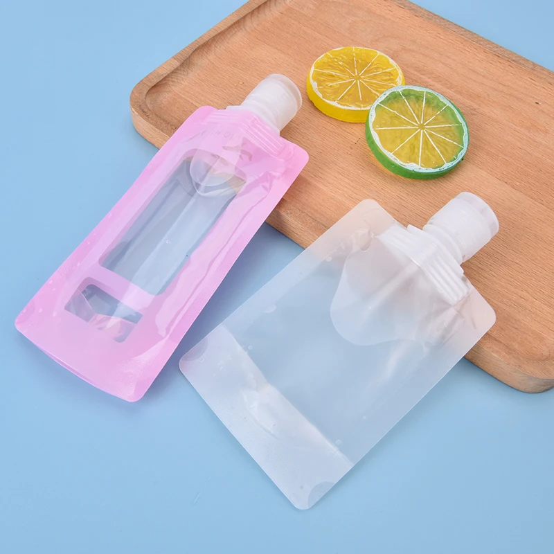 

10X Transparent Flip Cap Packaging Bag Plastic Stand Up Spout Pouch Portable Travel Fluid Makeup Packe Bag 30ml 50ml 90ml 100ml