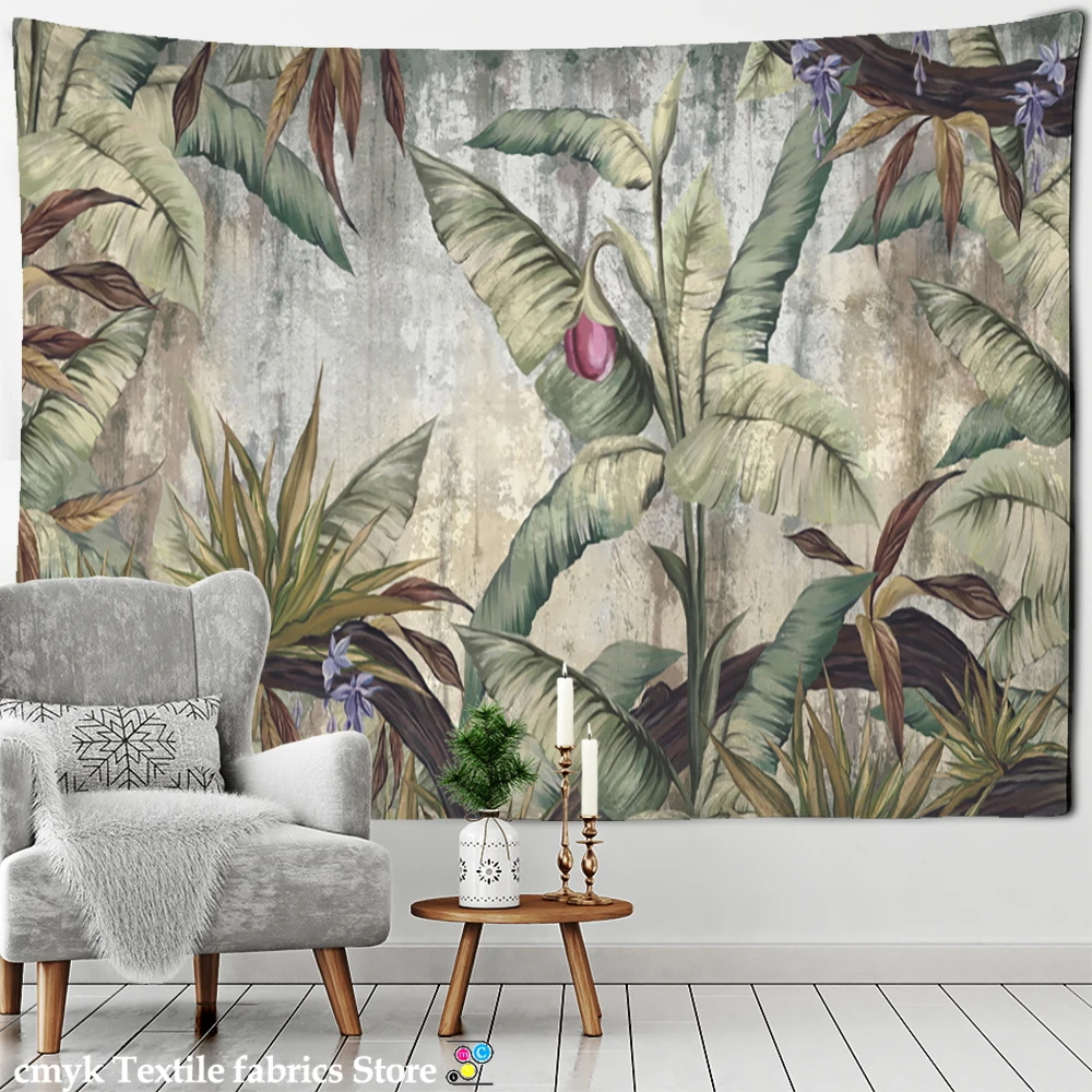 

Ручная роспись фиолетовые цветы Картина маслом гобелен настенный тропический пейзаж Богемный Хиппи ТАПИС домашний Декор ткань