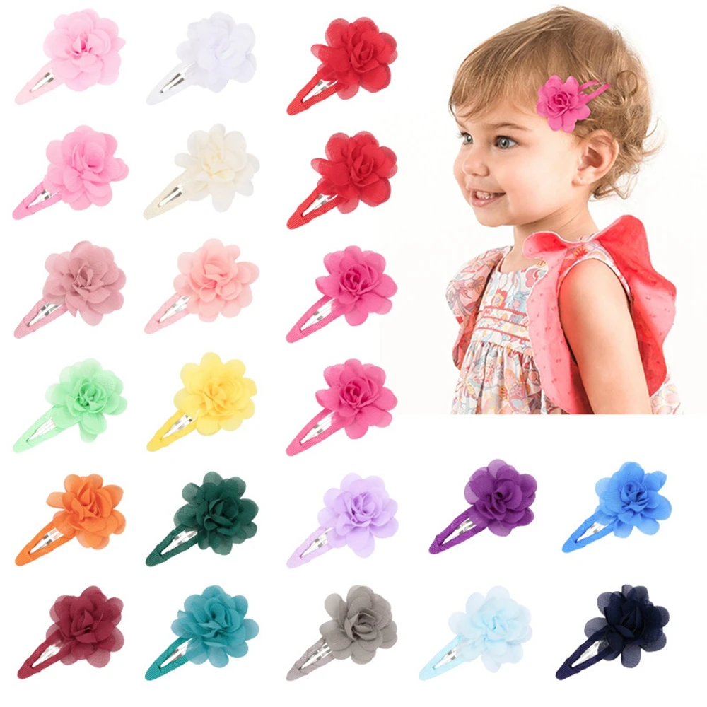 

10PCS 2" Chiffon Flower Hair Bows Clips Fully Lined Alligator Clips Barrettes Accessories for Baby Girls Infants Toddlers Kids