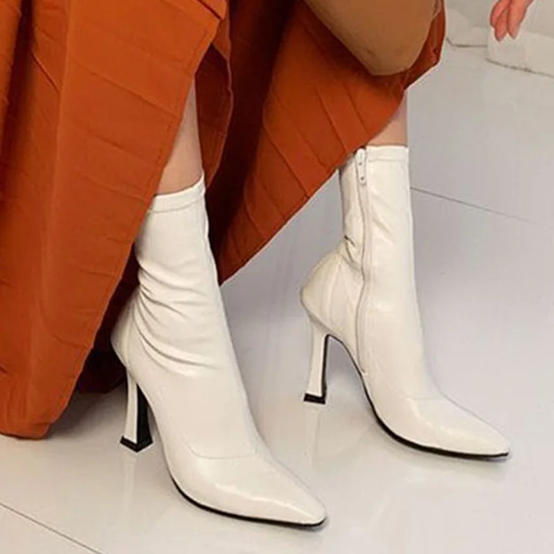 

2022 New Boots Women Fashion Women Shoes Zipper Shoes Woman Casual Ankle Boots Stilettos Heels Women's Winter Boots Botas Mujer