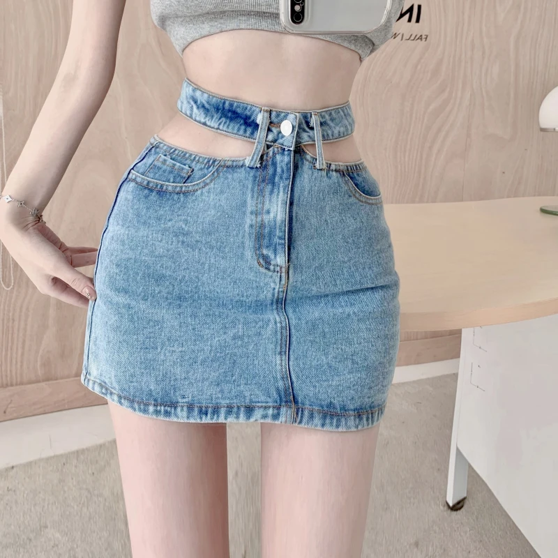 

ILARES Skirts Woman Fashion 2022 Denim Skirt Korean Fashion Clothing Y2k Clothes Harajuku Traf Mini Style High-waisted Women's