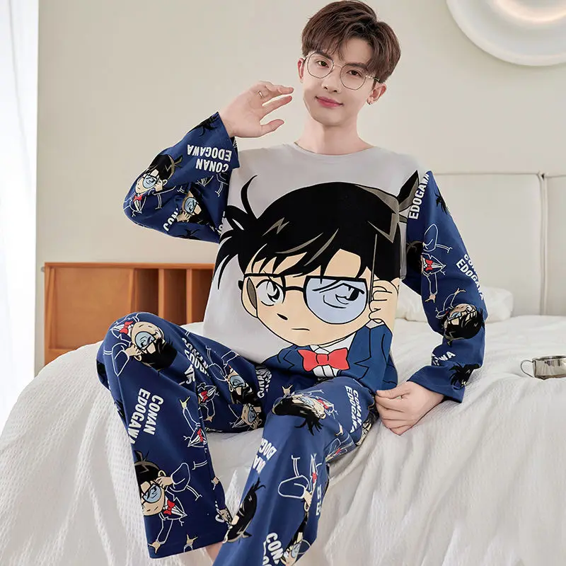 Аниме Детектив Конан пижамы мультфильм милые мужские модные брюки с длинным
