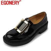 egonery punk style woman pumps thick square mid heel office ladies outside fashion buckle autumn new style brand footwear girls