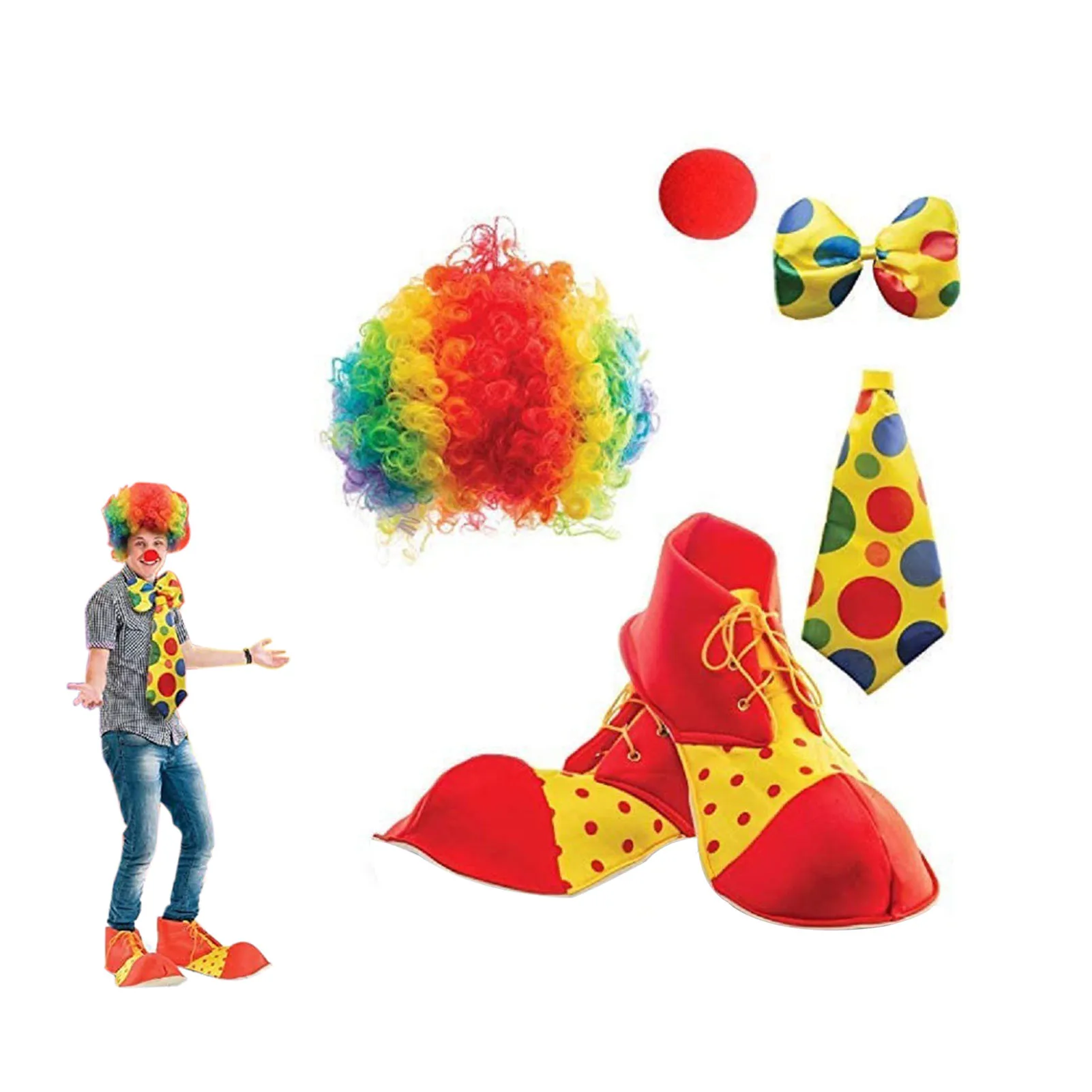 

Костюм клоуна красная обувь клоуна нос клоуна бабочка и галстук обувь аксессуары 5 шт.