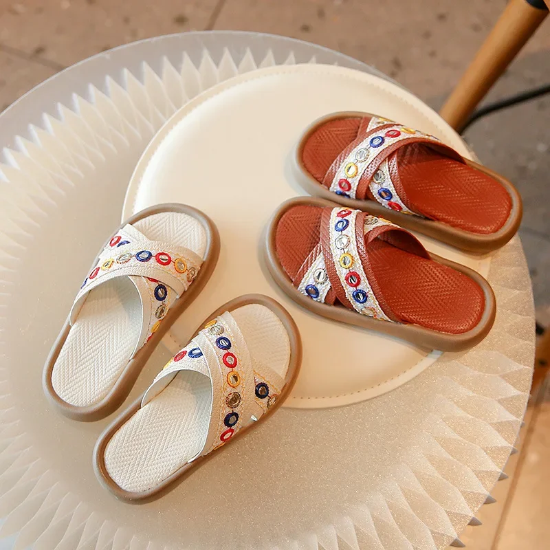 Мюли детские без застежек летние Нескользящие с открытым носком повседневные