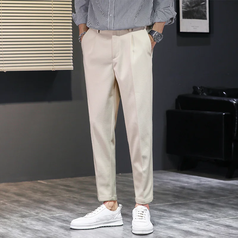 Мужские шерстяные прямые брюки |