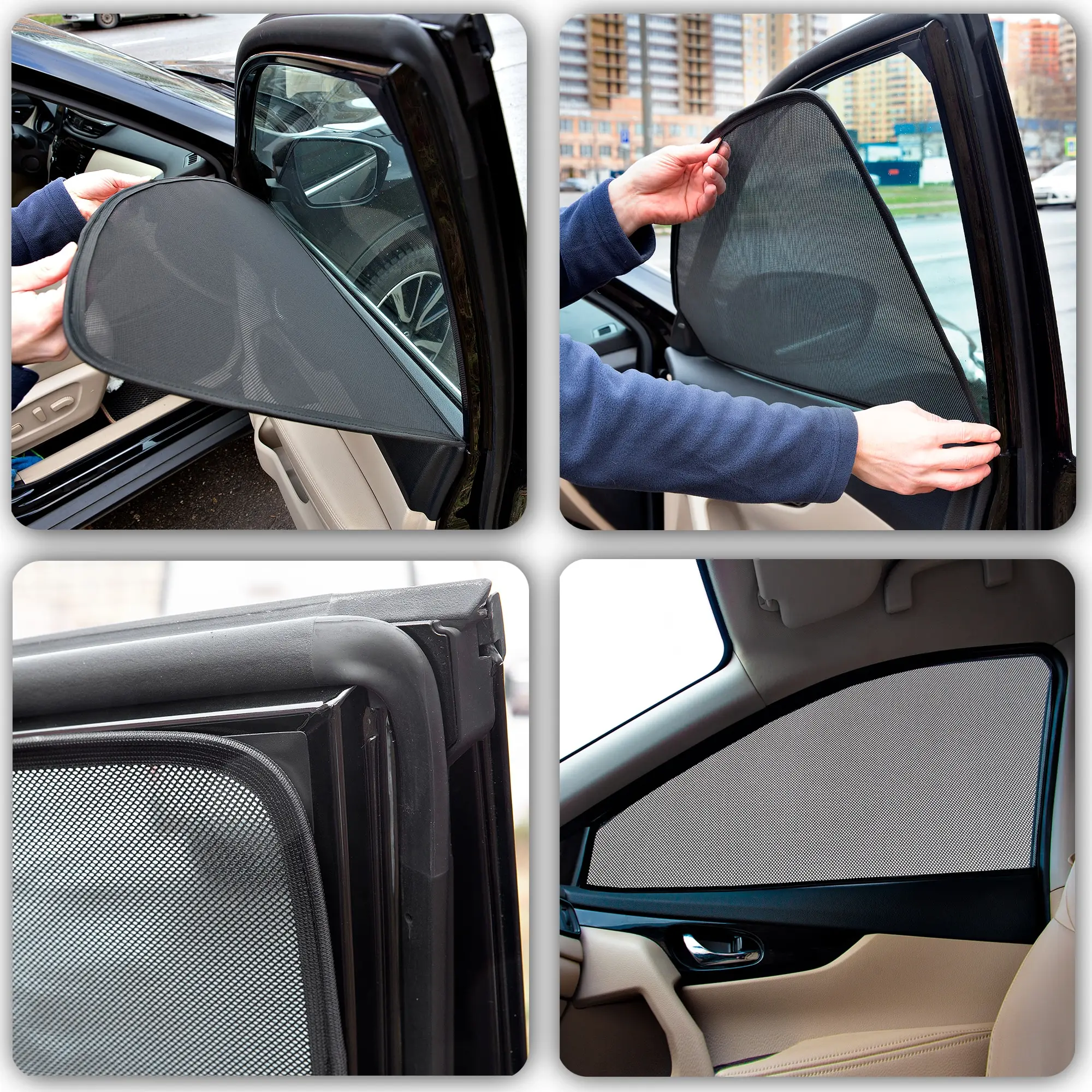 Каркасные магнитные шторки Cobra Tuning на окна автомобиля Kia Rio III / K2 Sedan 2010-2017