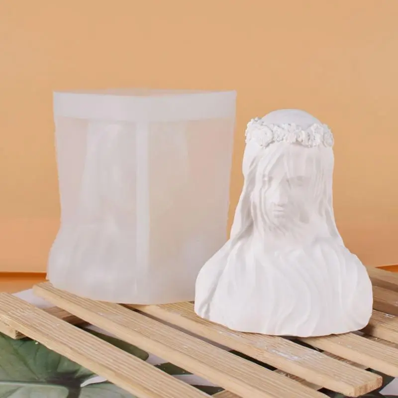 

Veil Girl Lady Candle Silicone Mold DIY Bust Sculpture Maria Candle Mold Aroma Candles Silicone Molds For Crafts 3d Handmade New