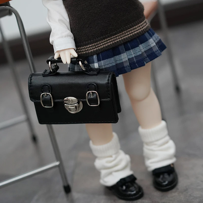 

BJD Doll Bag Black Portable Uniform Handbag for 1/3 1/4 SD MSD MDD Briefcase Doll Accessories