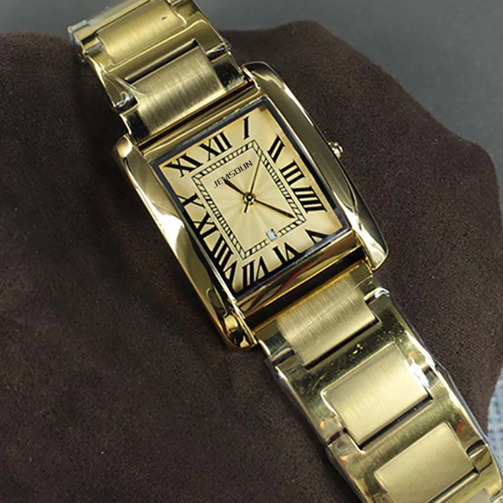 

Популярные оригинальные брендовые кварцевые часы для мужчин, классические модные простые часы с квадратным баком и автоматической датой, спортивные часы