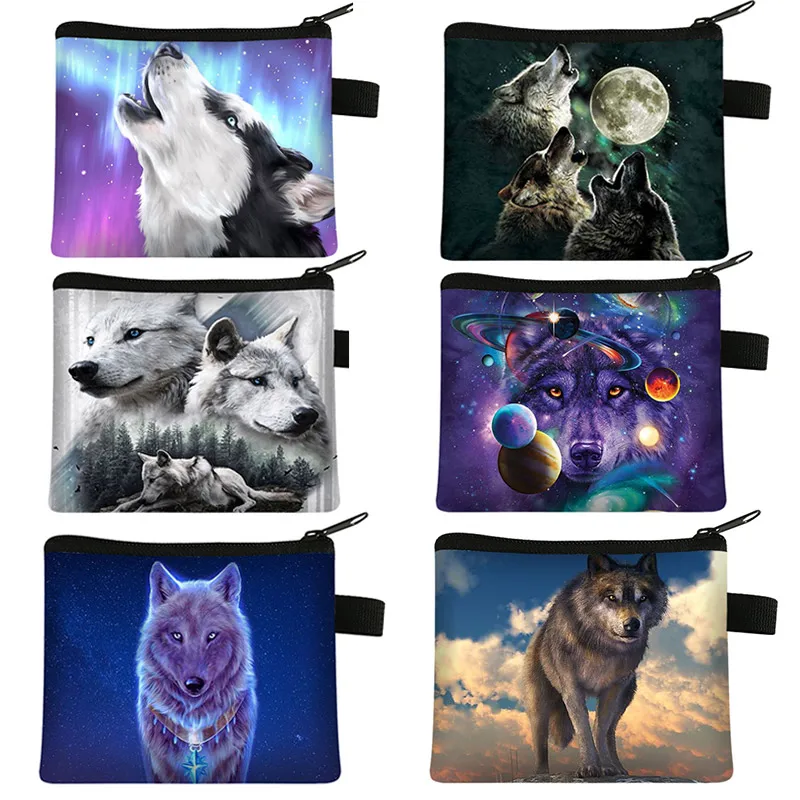 Kids Bags For Boy Anime Wallet Print Coin Purse Ladies Leisure Shopping Coin Bags 3D Printing Wolf ID Credit Card Storage Bag