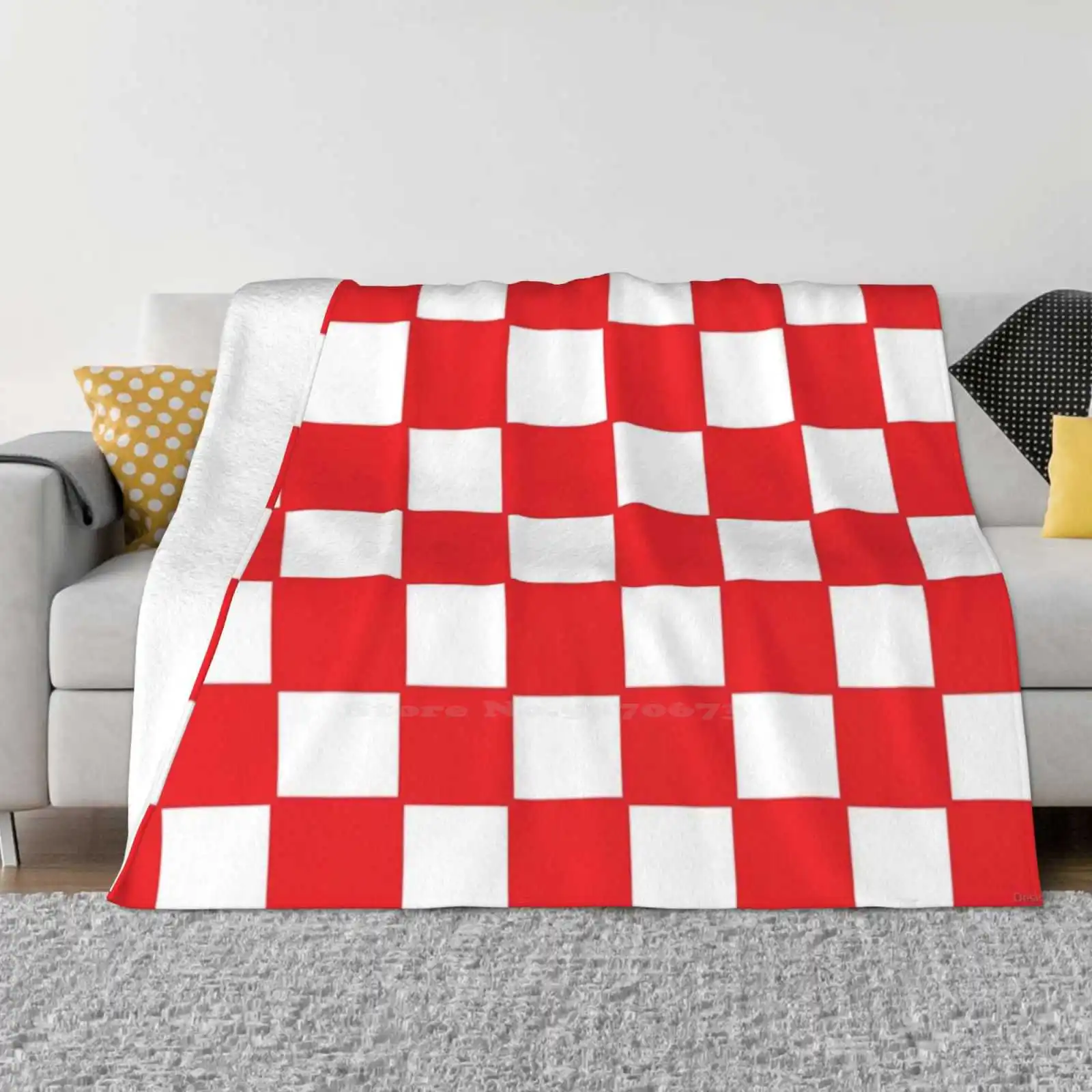 Хорватия красная шахматная доска лохматый плед мягкое теплое одеяло