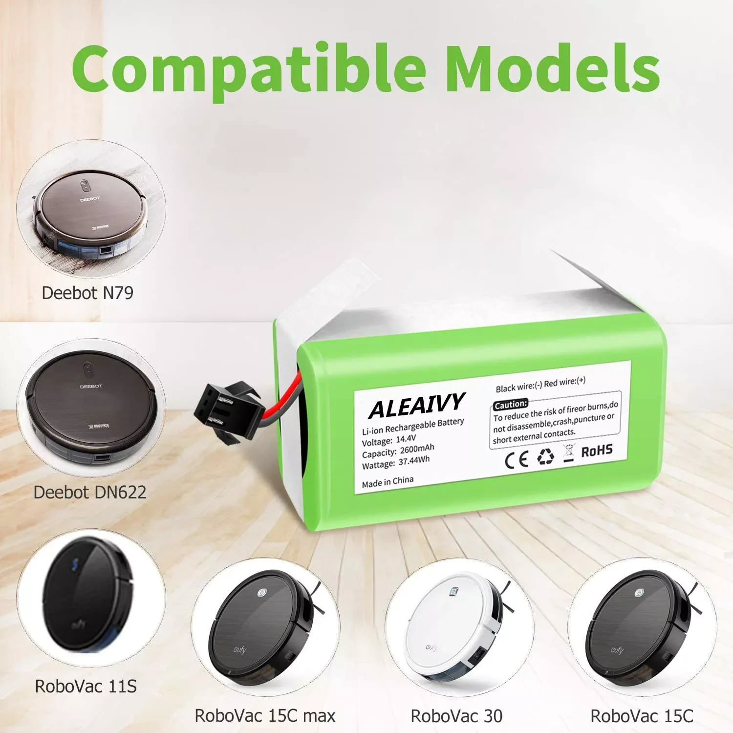 

Литий-ионный аккумулятор 18650 14,4 В 2600 мАч для Conga Excellence 990 1090 Ecovacs Deebot N79S N79 DN622 Eufy Robovac 11 11 11S 12 35C X500