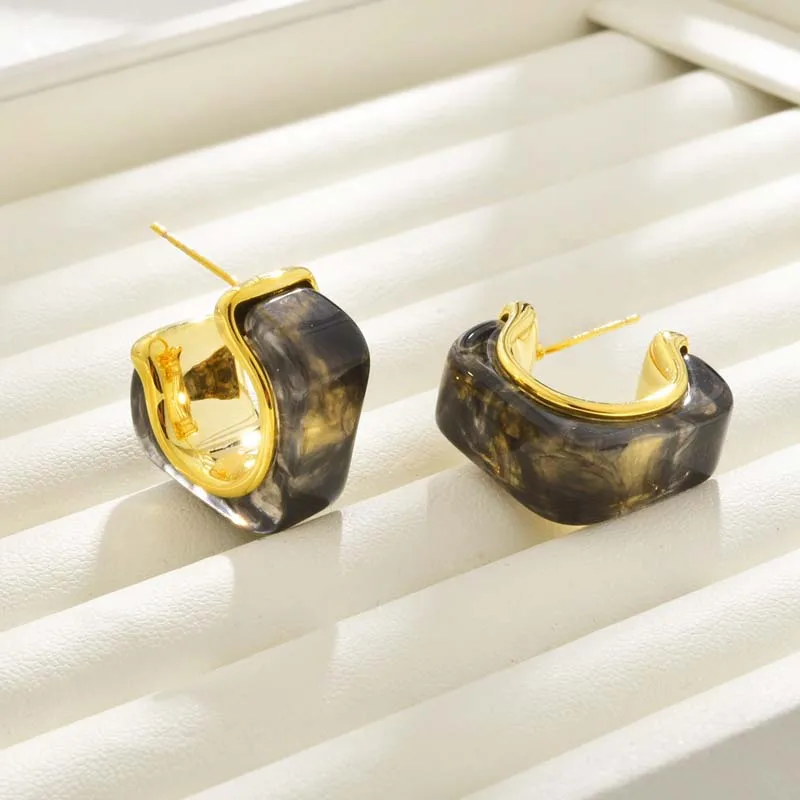 Винтажные коричневые серьги C-образной формы из смолы для женщин роскошные