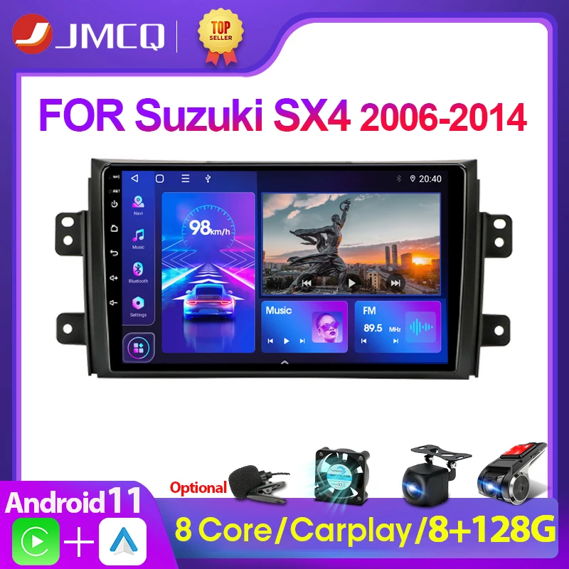 JMCQ 2DIN 4G Android DSP CarPlay Car stereo Radio Multimidia Video Player Navigation GPS For Suzuki SX4 2006-2014 2 din dvd