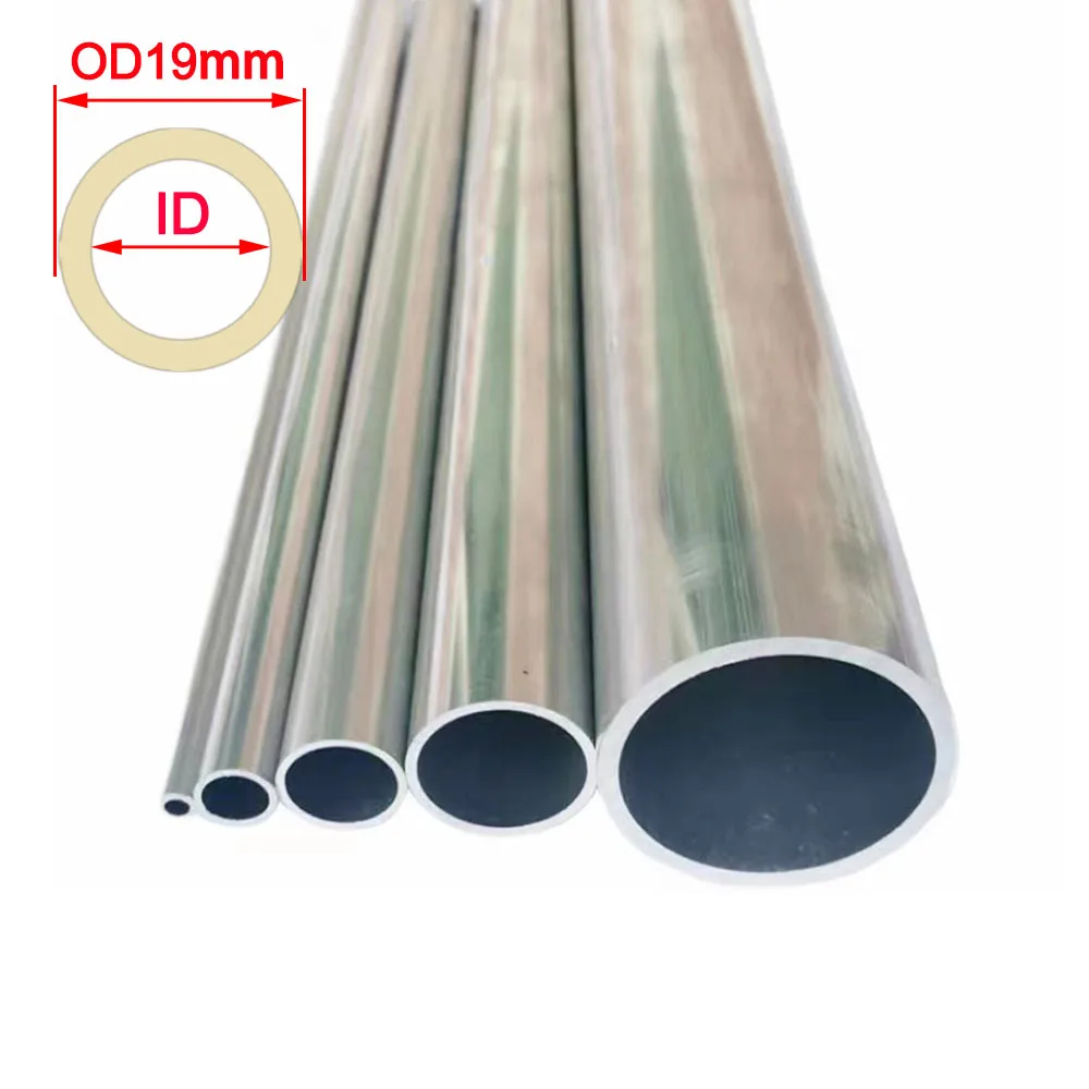 1-2pcs OD19mm Aluminum Round Tube ID 16mm 15mm 14mm 13mm 11mm 10mm 9mm Length 100mm-500mm Seamless Aluminum Straight Pipe Tubing