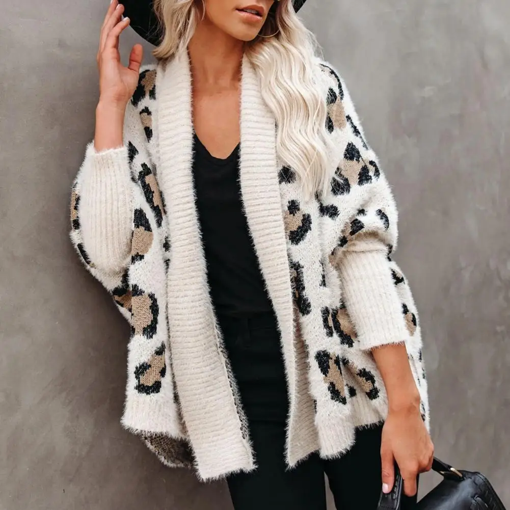 

Женский трикотажный свитер с леопардовым принтом, с длинным рукавом