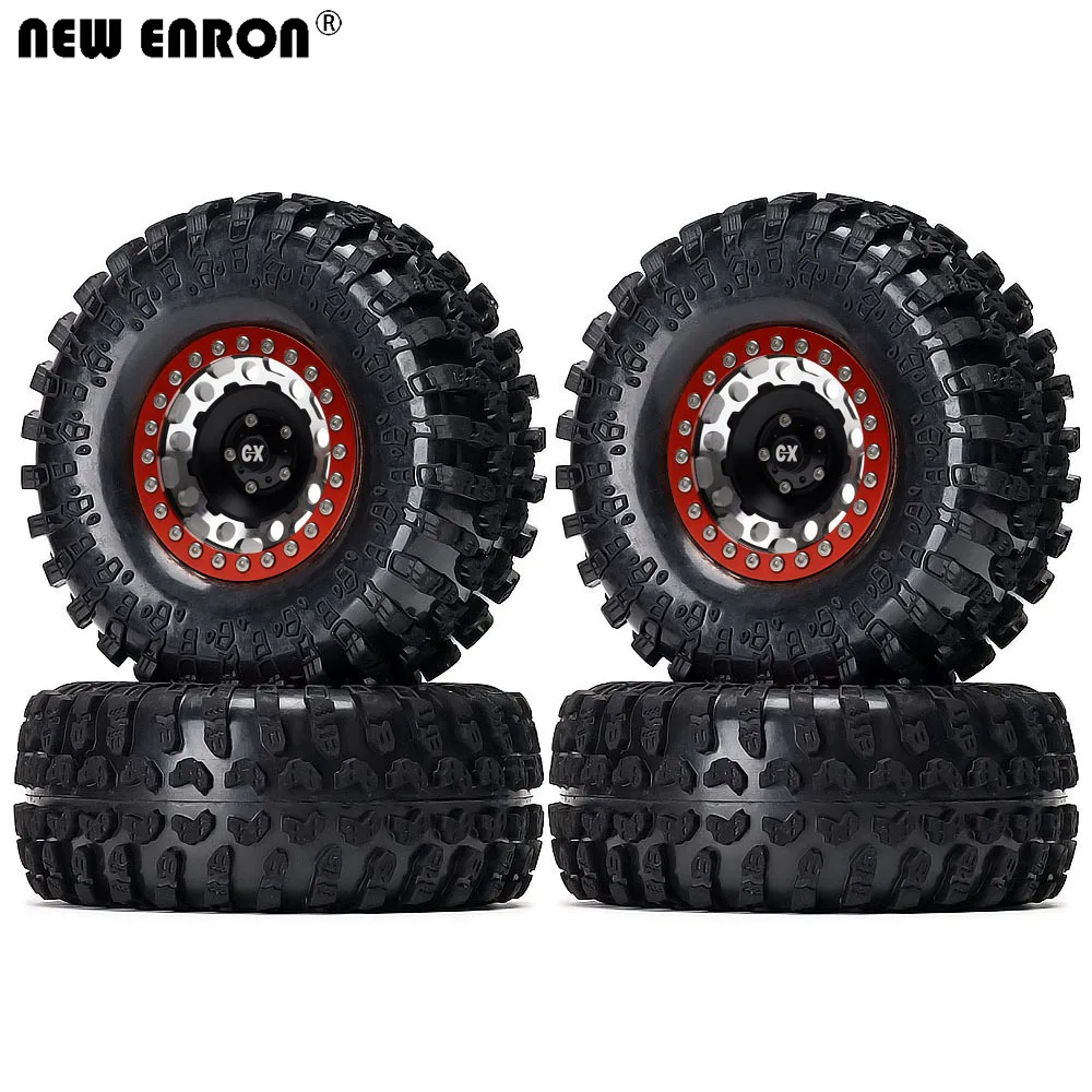 

NEW ENRON Red 2.2" Alloy Beadlock Wheels Rim & Rubber Tires 4P for RC 1:10 Axial SCX10 AXI03006 RR10 Traxxas TRX-4 Wraith 90056