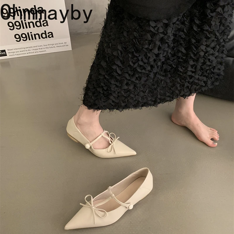 2024 весенне-осенняя женская обувь Мэри Джейн модная офисная с острым носком