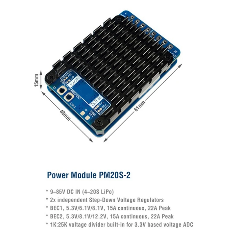 Модуль питания PM20S-2 9V-85V DC In 4-20S Lipo с двумя автономными понижающими регуляторами