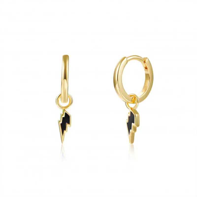 

Классические модные маленькие серьги-кольца с молнией для женщин, минималистичный дизайн, черная эмалированная подвеска, парные искусственные украшения, INS