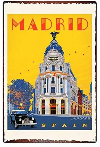Туристический постер Мадрид Испания Испании металлическая фотография реклама