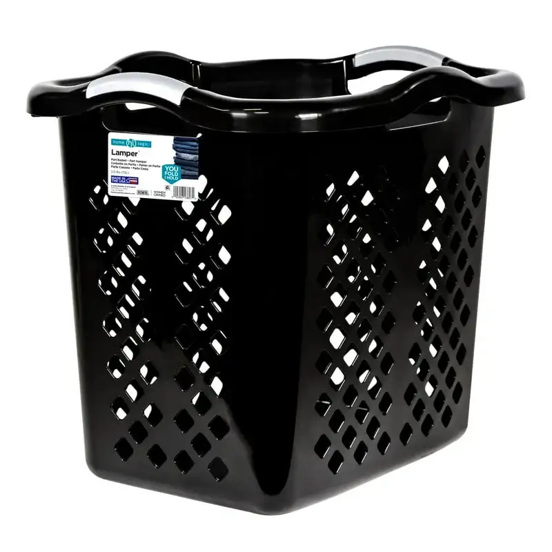 

Bushel Lamper Plastic Laundry Basket with Silver Handles, Black Room storage Clothes storage organizer Pants hanger корзин