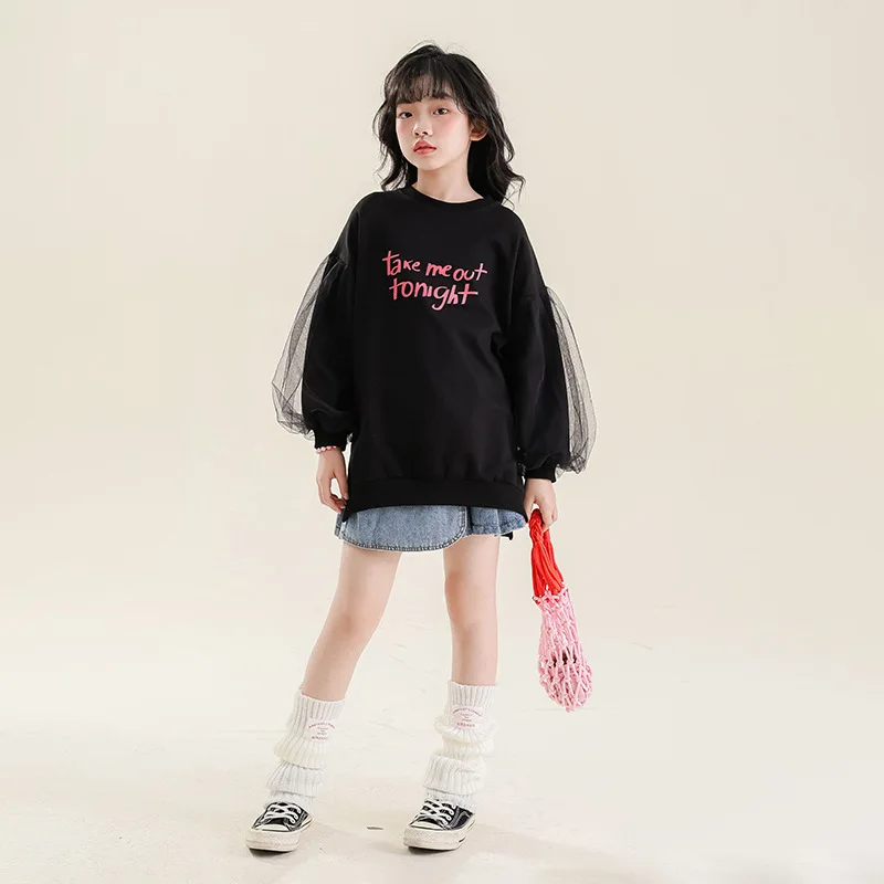 

Свитер для девочек Новинка весна-осень 2023 детский топ одежда для девочек среднего и большого размера Топ рубашка 7-157