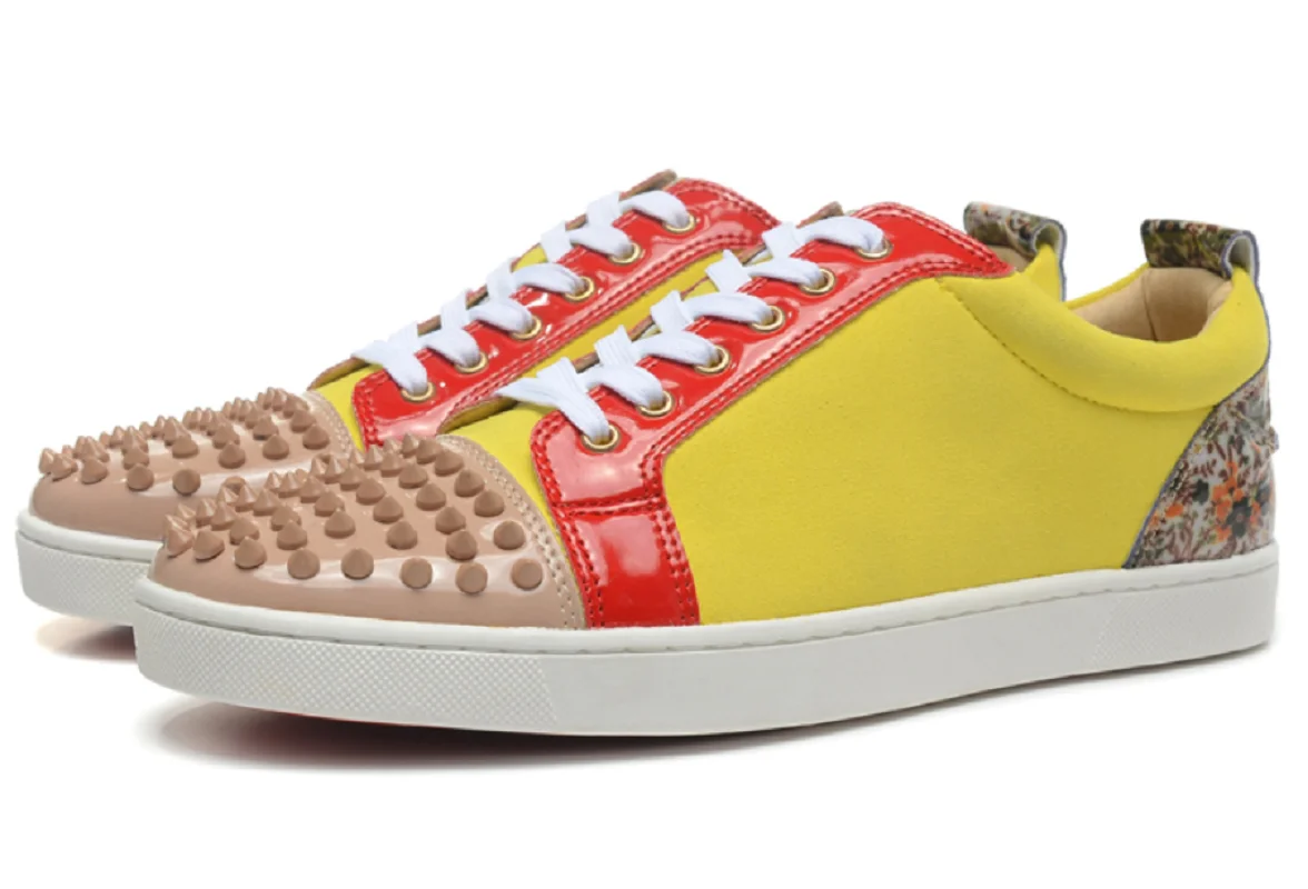 

Fashion Sports Yellow Low Top Board Shoes Lace Up Willow Spiked Shoes Flat Shoes Red Soles Lefu Shoes Men's Casual Shoes