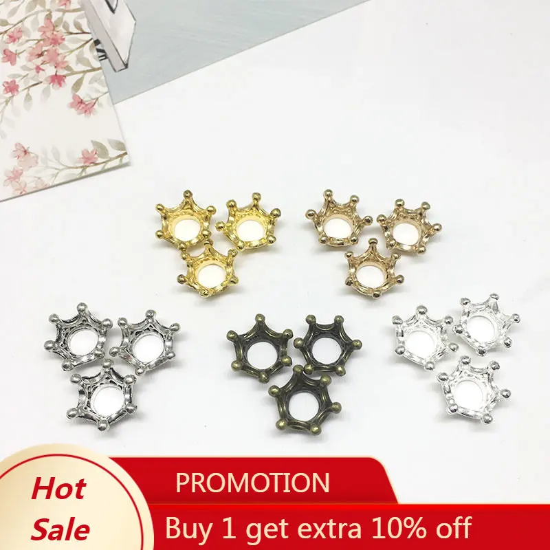 

MEETSOFT Vintage 30PCS Mixed Tibetan Silver 3D Crown Bead Caps Charms of DIY Handmade Making Supplies Necklace Drop Accessories