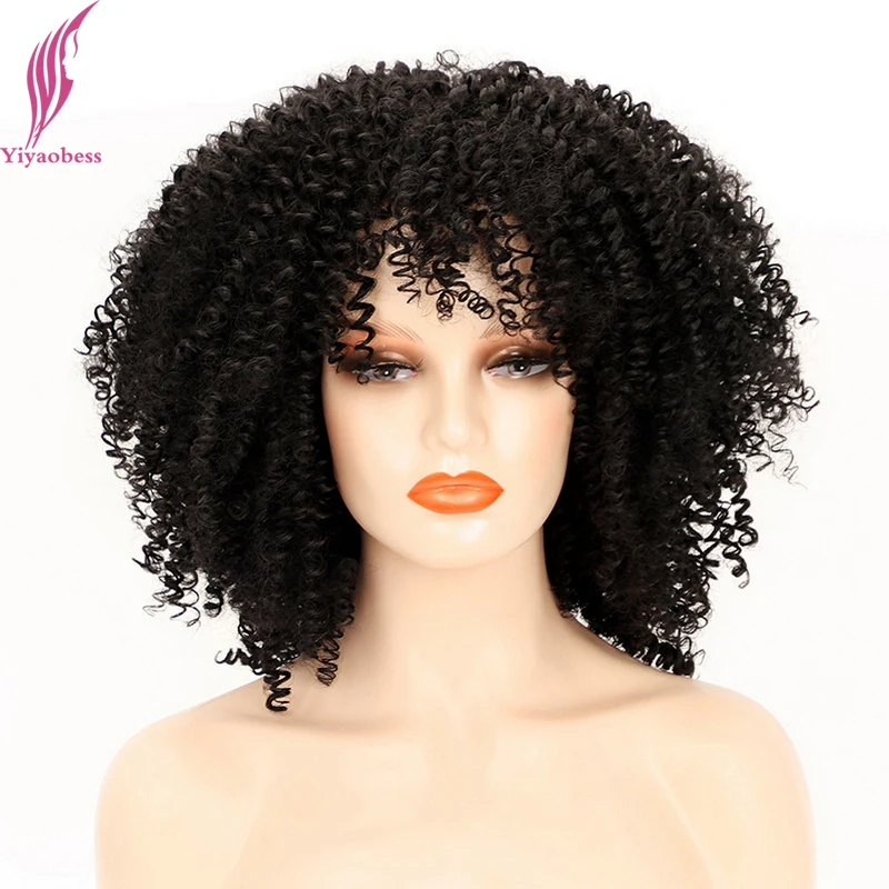 

Yiyaobess Synthetic Black Auburn Orange Brown Afro Kinky Short Curly Wig Natural Hair African American Cosplay Wigs For Women