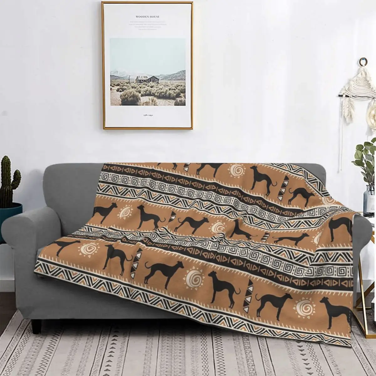 

Ancient Tribal Dogs Whippet Greyhound Blanket Bedspread Bed Plaid Rug Bedspreads Thermal Blanket Plaid On The Sofa